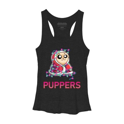 Women's Design By Humans Comfy Christmas Pupper By Puppers Racerback Tank Top