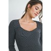 Hello Miz Women's Ribbed Sweetheart Neck Long Sleeve Back Slit Maternity Midi Dress - 4 of 4