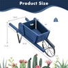 NAYSAYE Hand Truck Dolly Wooden Planter Wagon Rustic Wheelbarrow Flower Cart for Garden Patio Yard, Blue, 27.5"*10.5"*11.5" - 3 of 4