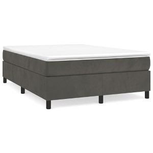 vidaXL Velvet Box Spring Bed Frame – Modern Dark Gray, Comfortable, Durable Construction, Ideal for Bedroom, Fits Mattress Size 53.9"x74.8" - 1 of 4
