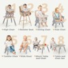 Kinder King 8 in 1 Baby High Chair, Coverts to Dining Booster Seat, Removable Tray & Double Seat Cover, Easy to Wipe - 3 of 4