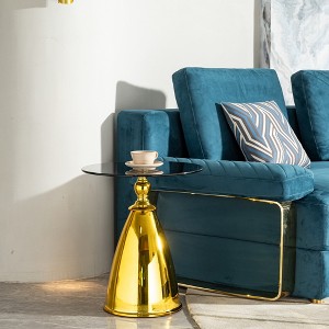 Small Coffee Table with Carbon Steel Legs and Grey Tempered Glass Top for Living Room - 1 of 4