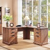 L Shaped Desk with Drawers, 60in Wide Farmhouse Executive Office Desk with Charging Station, Home Corner Desk with File Drawer - 2 of 4