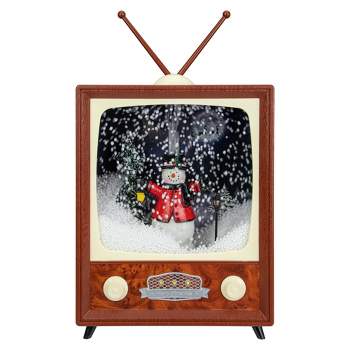 Northlight 12" LED Lighted Musical Snowing Snowman TV Set Christmas Decoration
