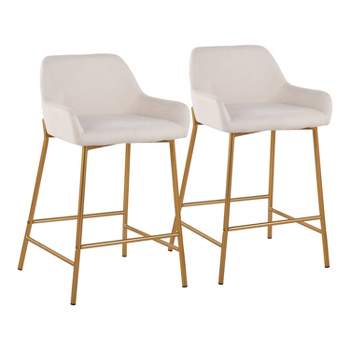 Set of 2 Daniella Metal/Polyester Counter Height Barstools - LumiSource