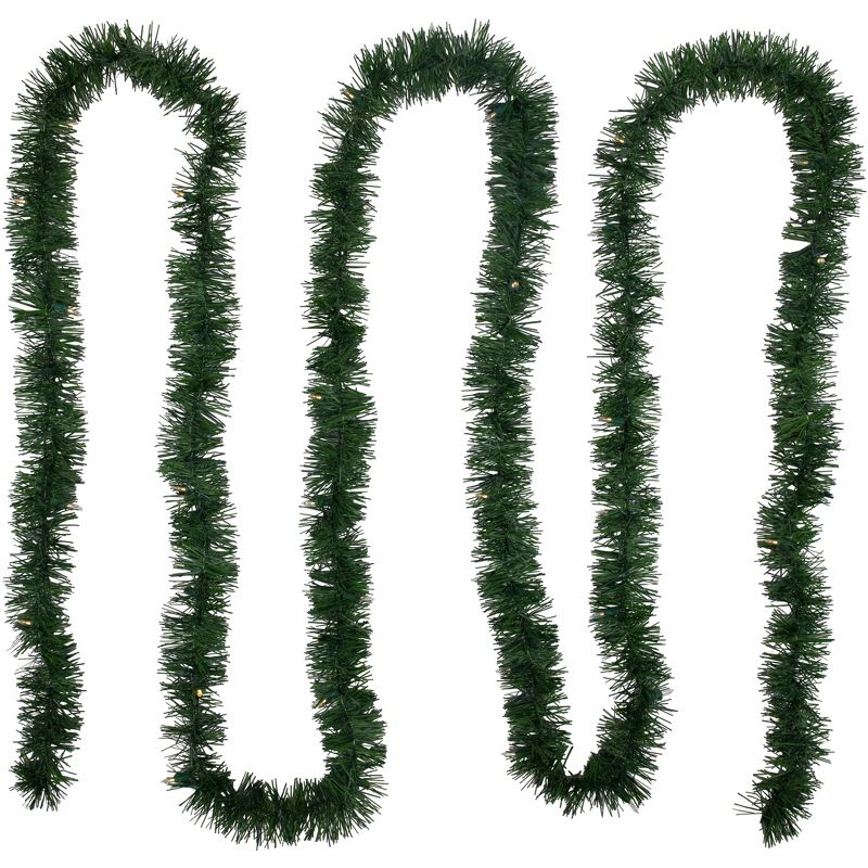 Northlight Pre-Lit Battery Operated Pine Christmas Garland - 18' x 3" - Warm White LED Lights, 1 of 7