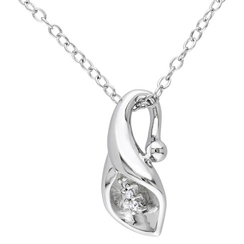 Women's Diamond Heart Pendant Chain Necklace In Sterling Silver - Silver :  Target