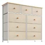 REAHOME 9 Drawer Steel Frame Bedroom Storage Organizer Chest Dresser with Waterproof Top, Adjustable Feet, and Wall Safety Attachment, Taupe