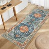 Wasshable Vintage Distressed Floral Print Living Room Bedroom Area Rug, Chenille Non Slip Floor Carpet for Dining Room Home Office - 4 of 4