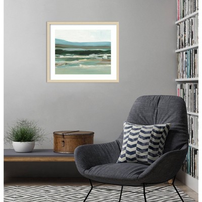 Cool Vista I Abstract Landscape Giclee Print in Natural Wood Frame