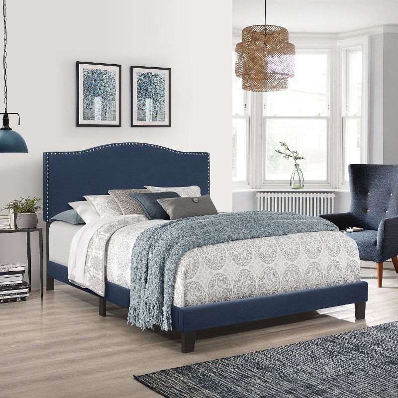 Queen Kiley Velvet Upholstered Bed Blue - Hillsdale Furniture, 5 of 13
