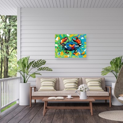 Colorful Crab Outdoor Canvas Print with Weather Resistant Frame