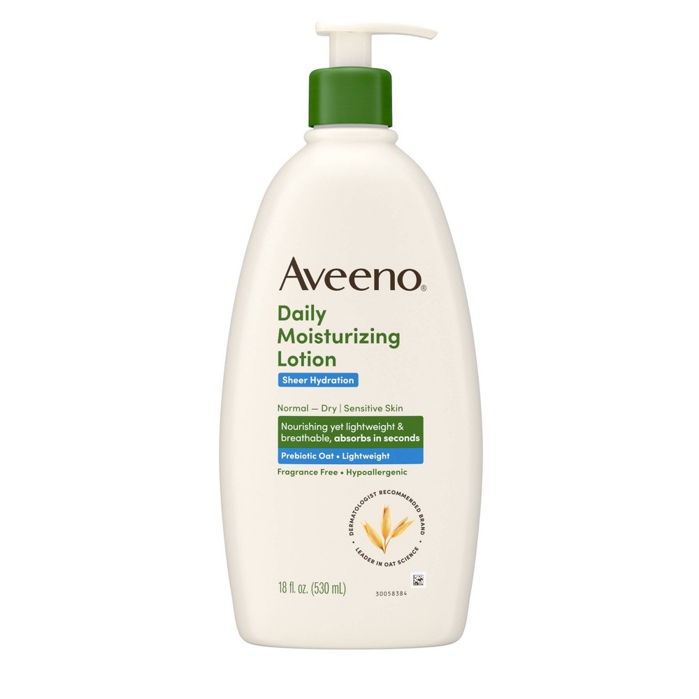 Photos - Cream / Lotion Aveeno Sheer Hydration Daily Moisturizing Body Lotion, 18 fl oz: Unscented, Pump Bottle, Recommended for Dry Skin 