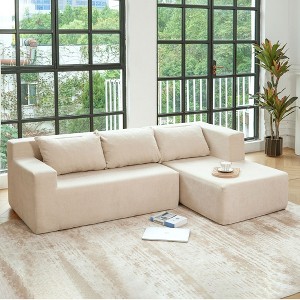 CENGHU Modular L-Shaped Sofa, Sectional Couch for 3 + 3 Seaters, Chaise Sofa Couch with Pillowcases for Living Room Free Installation - 1 of 4