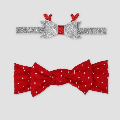 Baby Girls' 2pk Chritmas Headwrap - Just One You® made by carter's Silver/Red