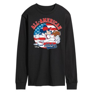 Men's - Disney - Mickey Americana Baseball Long Sleeve Graphic T-Shirt - 1 of 4