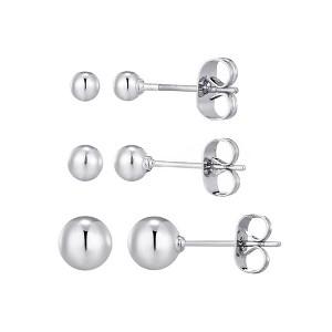 Adornia Tarnish Resistant Silver Set of 3 Ball Stud Earrings - 1 of 4