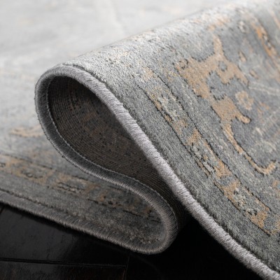 Blue Rectangular 5' x 7' Wool and Silk Area Rug