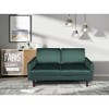 Velvet Loveseat Mid-Century Modern Sofa Tufted Couch with Wooden Legs for Living Room - 2 of 4