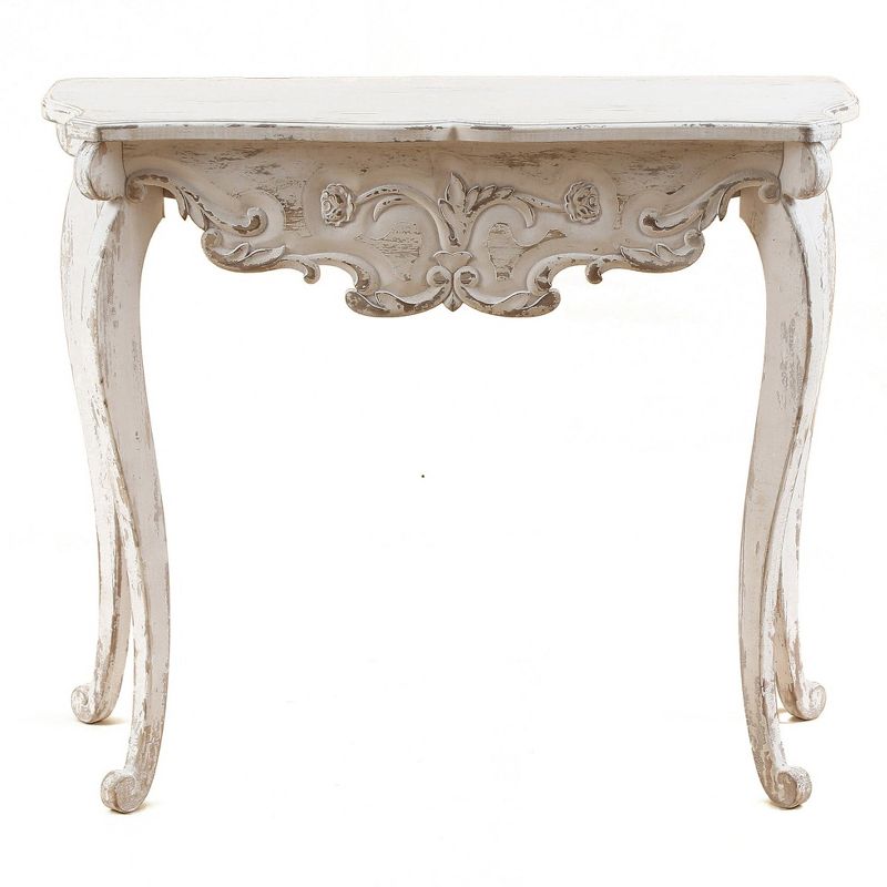 LuxenHome Vintage Off White Wood Console and Entry Table Off-White, 1 of 12