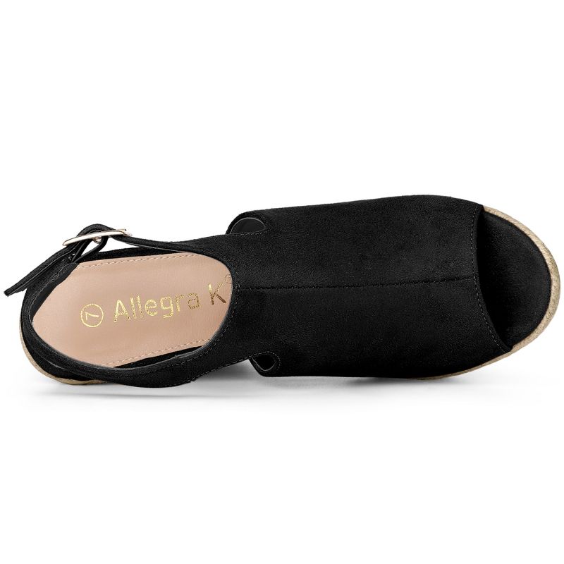 Allegra K Women's Slingback Peep Toe Espadrilles Platform Wedge Heels Sandals, 5 of 7