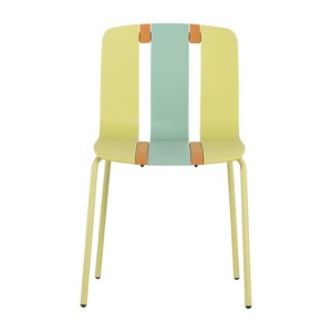 Cesicia 4-Pack Modern Striped Color Block Chairs ¨C PP Plastic Seat & Sturdy Metal Legs ¨C for Balcony, Caf¨¦, Terrace - 1 of 4