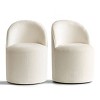 Modern Dining Chairs Set of 2 Chenille Upholstered Dining Chair with Wheels Round Dining Room Chair for Kitchen,Dining Room -Tanpinhause - 2 of 4