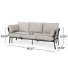 Christopher Knight Home Carvel Faux Wood and Iron 3 Seater Sofa with Pillow Cushions, Gray/ Black - 3 of 4