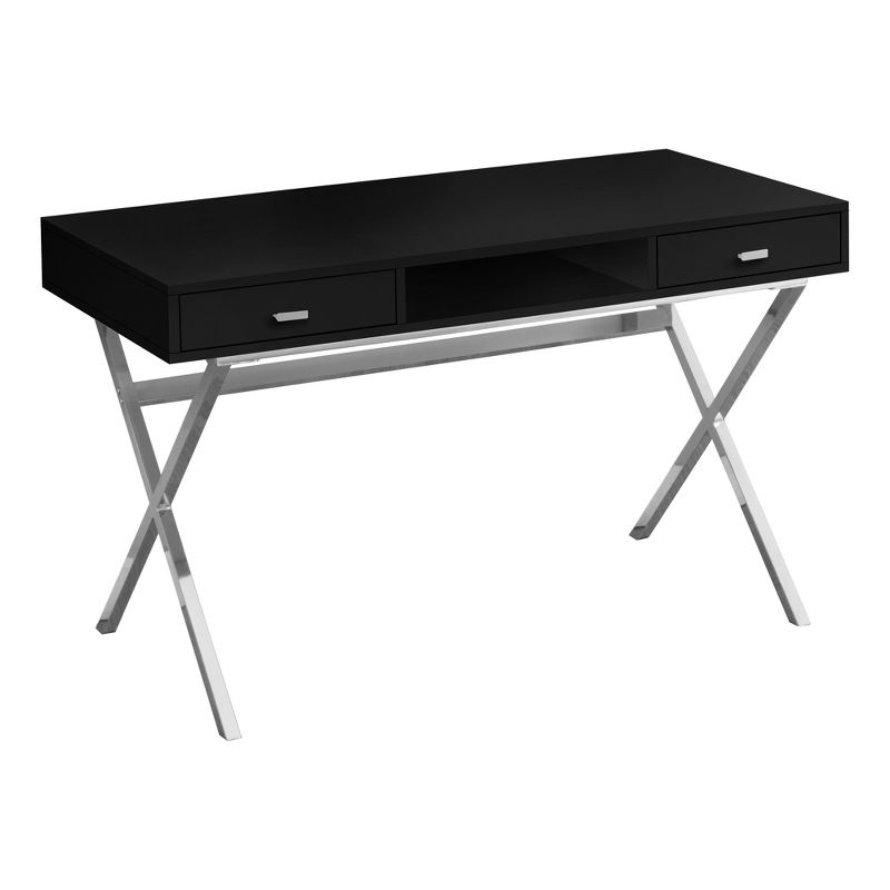 Monarch Specialties Laptop Table with Drawers and Open Shelf Computer, Writing Desk, Metal Sturdy Legs, 48" L, 2 of 5
