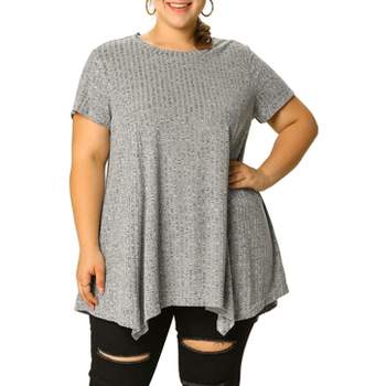 Ellos Women's Plus Size Sweatshirt Tunic With Shirttail Hem