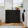 Okak Farmhouse Double Storage Cabinet with 4 Drawers, Free Standing Cabinet, Barn Door Style Laundry Sorter Cabinet for Kitchen - 2 of 4