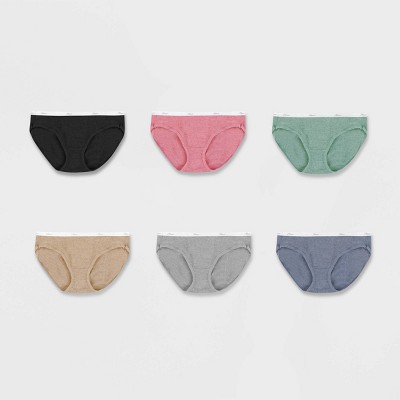 Hanes Women's 6pk Cotton Ribbed Heather Hipster Underwear
