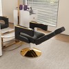 Gulches Black Gold PU Leather 360 Swivel Reclining Adjustable Height Stainless Steel Armrest Professional Hydraulic Barber Chair Set of 1 - 3 of 4