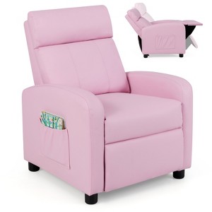 Tangkula Kids Recliner Chair Adjustable Leather Sofa Armchair w/ Footrest Side Pocket - 1 of 4