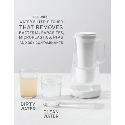 Stormy Blue Glass Water Filter Pitcher with Silicone Base