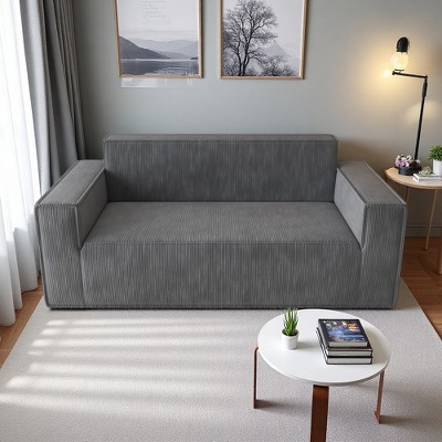 3-Seater Corduroy Memory Foam Sofa-in-a-Box with Deep Seat
