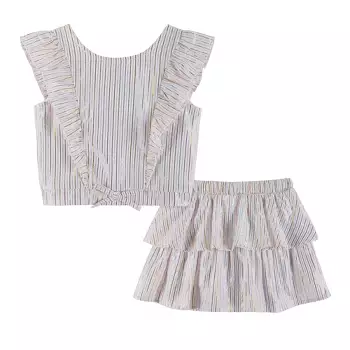 Andy & Evan Toddler Lurex Top And Skirt Set White, Size 5t : Target
