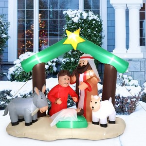 6ft With 8 Lamp Beads Inflatable Nativity Garden Jesus Decoration - 1 of 4