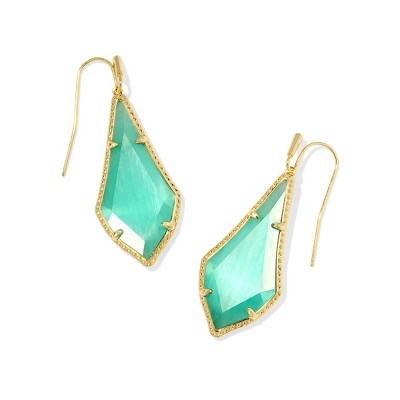 Kendra Scott Jesse Drop Earrings - Gold/Teal Green Cat's Eye