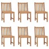 vidaXL Outdoor Patio Chairs - Set of 6 - Solid Teak Wood - Fine Sanded - Weather Resistant - Comfortable Seating for Garden, Outdoor Spaces - 2 of 4