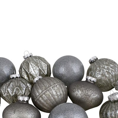 Neutral and Silver Glass Ball Christmas Ornaments Set of 12