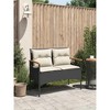 Patio Bench with Cushions 45.7"x24.6"x29.1" Black Poly Rattan - 2 of 4