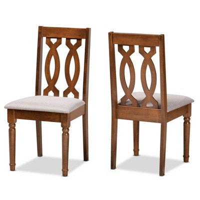 2pc Fabric Upholstered and Wood Dining Chair Set - Baxton Studio