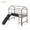 Twin Loft Bed, Twin Size Loft Bed With Slide Metal Slats, Writing Board, Safety Guardrail, Ladder, Multi-functional Metal Toddler Loft Bed For Bedroom - 2 of 4