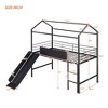 Twin Loft Bed, Twin Size Loft Bed With Slide Metal Slats, Writing Board, Safety Guardrail, Ladder, Multi-functional Metal Toddler Loft Bed For Bedroom - image 2 of 4