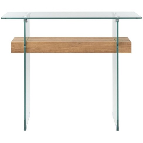 Kayley Console Table Glass natural Brown Shelf Safavieh Target