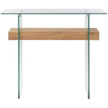 Kayley Console Table - Glass/Natural Brown Shelf - Safavieh