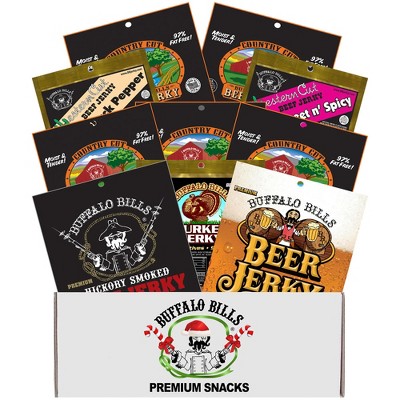 Buffalo Bills 10-pc Low Carb Jerky Christmas Sampler Gift Box (10 packs of low carb jerky)