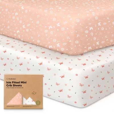 Image of KeaBabies 2-Pack Isla Mini Crib Sheets, Pack and Play Sheets Fitted, Pack N Play Sheets, Fitted Crib Sheet (Butterflies)