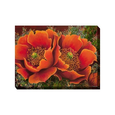 Cottage Garden West of The Wind Desert Flare Orange, Green 40 x 30 Inch Waterproof Gallery Wrapped Canvas, Outdoor Garden, Yard, Patio All Weather